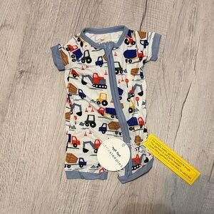 Little Sleepies Blue Trim Construction Romper